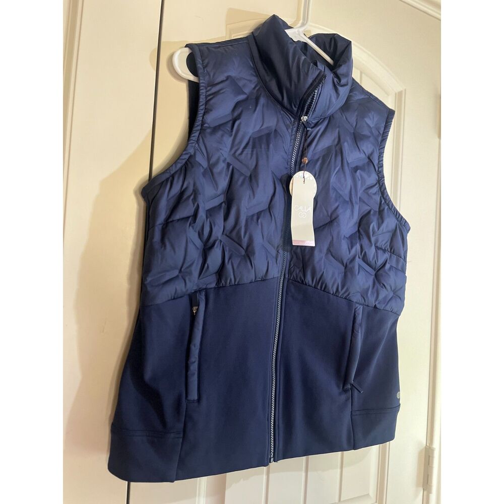 NWT CALIA Cold Dash Run Vest Womens L Navy Blue Insulated Quilted